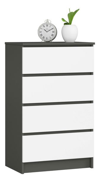Komoda Kalista IV (grafit sivý + biela)