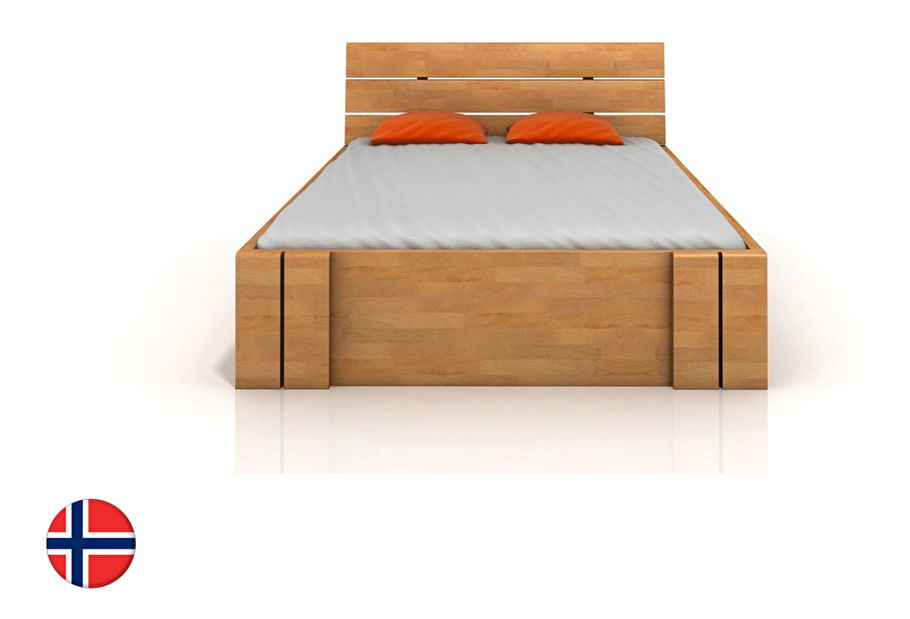 Manželská posteľ 140 cm Naturlig Tosen High Drawers (buk) (s roštom)