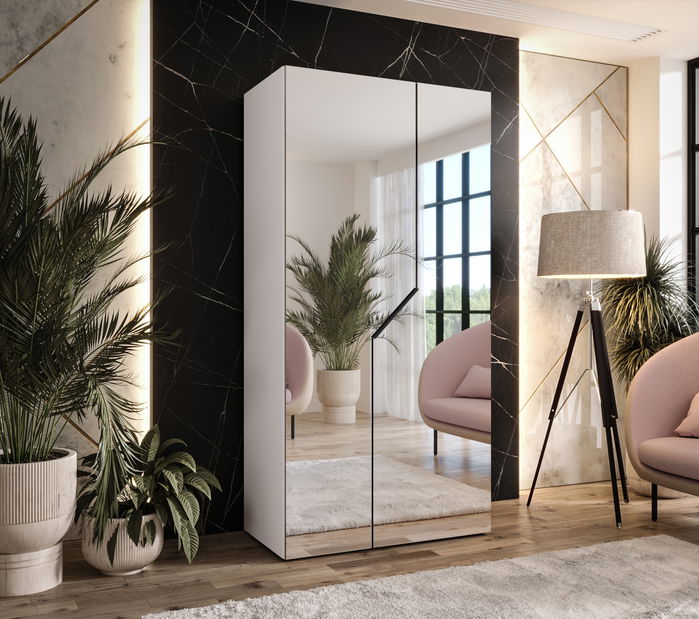 Szekrény Alaris 3 100 (fehér + fekete) (tükörrel)