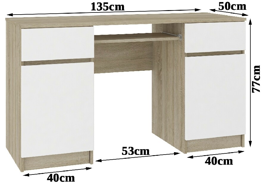 PC stolík Bahadur (dub sonoma + biela)
