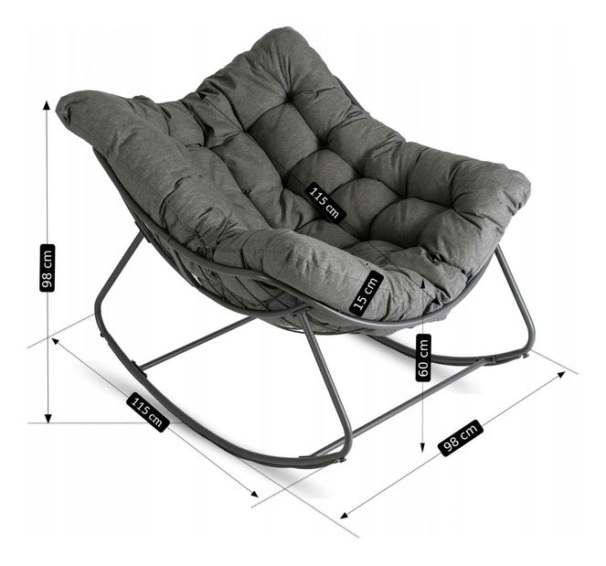 Fotelja za ljuljanje Levantado (siva) 