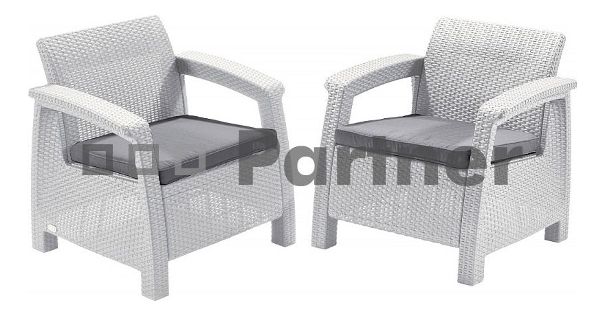 Záhradná zostava Corfu duo (biela) (um. Ratan) *vankúše ZADARMO