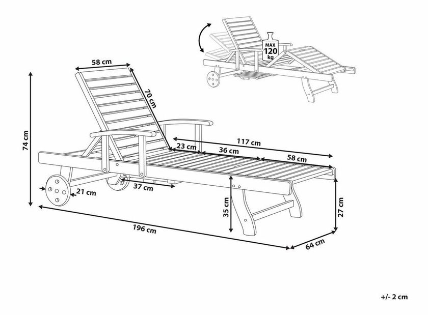 Záhradné lehátko Amati (tmavé drevo)