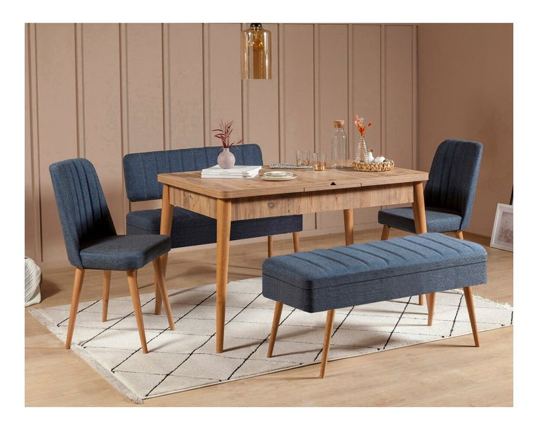 Blagovaonski set Vlasta 2 (antlantski bor + tamnoplava) (za 6 osoba)