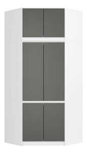 Dulap de haine de colț (cu suprastructură) Sindacati (alb + grafit)