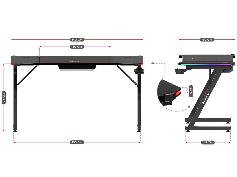 PC stolić Hyperion 3.3 (crna + šarena) (s LED rasvjetom)