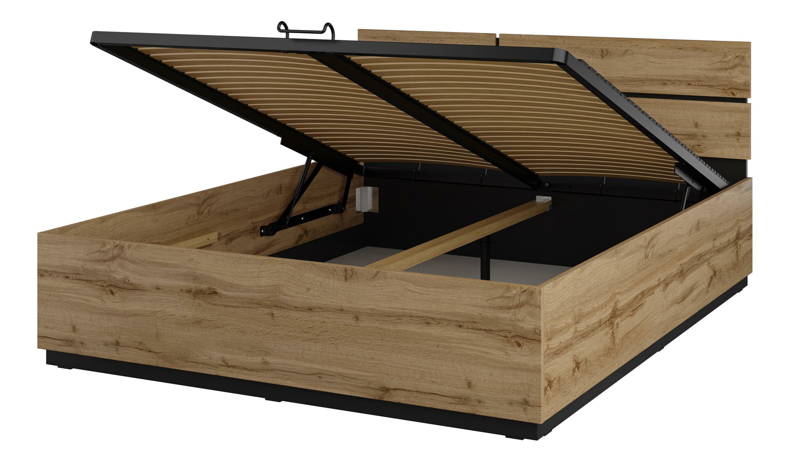 Franciaágy 160 cm Crossroad S51 (wotan tölgy + fekete) (gázemelőkkel)