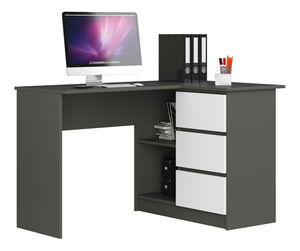 Kutni PC stolić Balcon (grafit + bijela) (D)