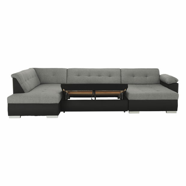 Rohová sedačka U Lenona (čierna + svetlosivá) (L)