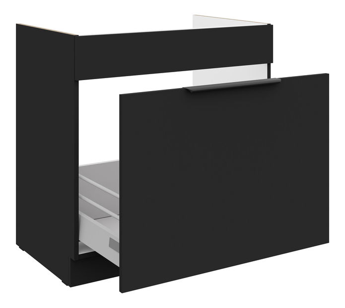 Dulap inferior de bucătărie pod drez Sienla 80 ZL 1S BB (negru mat)