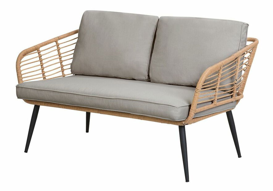 Set mobilier de grădină Cary (gri deschis) (cu pernă) (pentru 2 persoane)