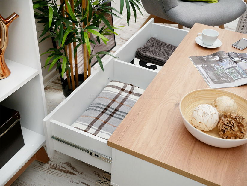 Konferenčný stolík Balones BG17 (biela + dub)