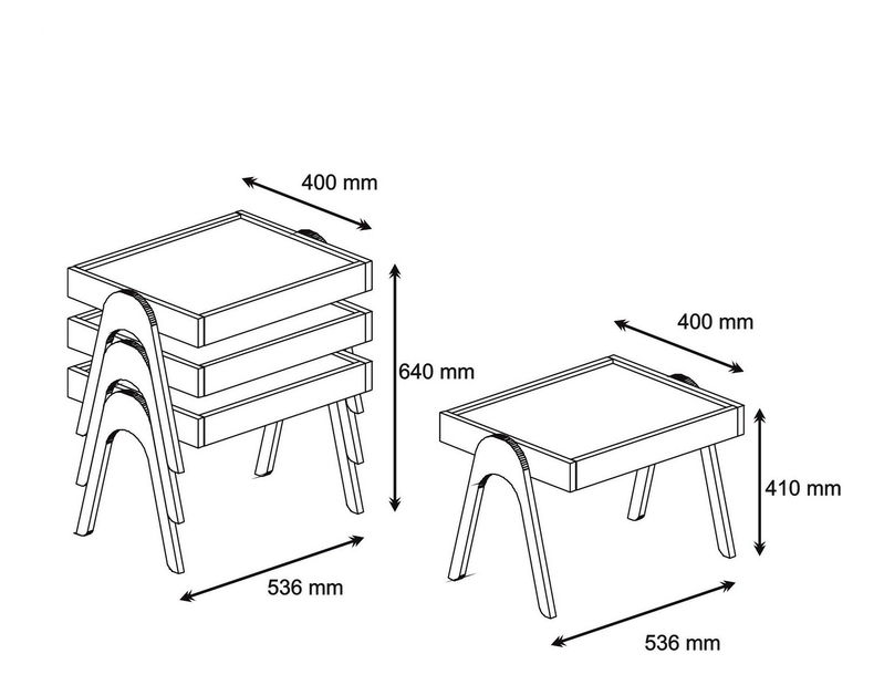 Set 3ks. konferenčných stolíkov Roam (orech + biela)