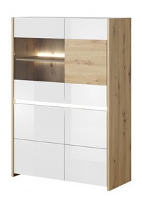 Vitrina Gubi 04 (hrast artisan + bijeli sjaj)