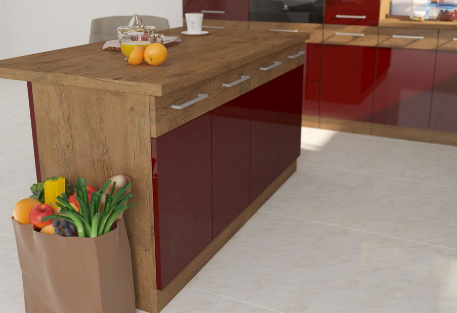 Beépített mosogatógép ajtó Virion ZM 570 x 596 (lancelot tölgy + bordó)