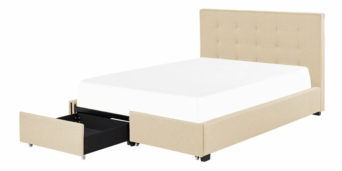 Bračni krevet 140 cm Rhiannon (bež) (s podnicom i prostorom za odlaganje)
