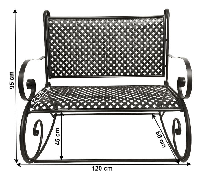 Záhradná hojdacia lavička Caramba (čierna)