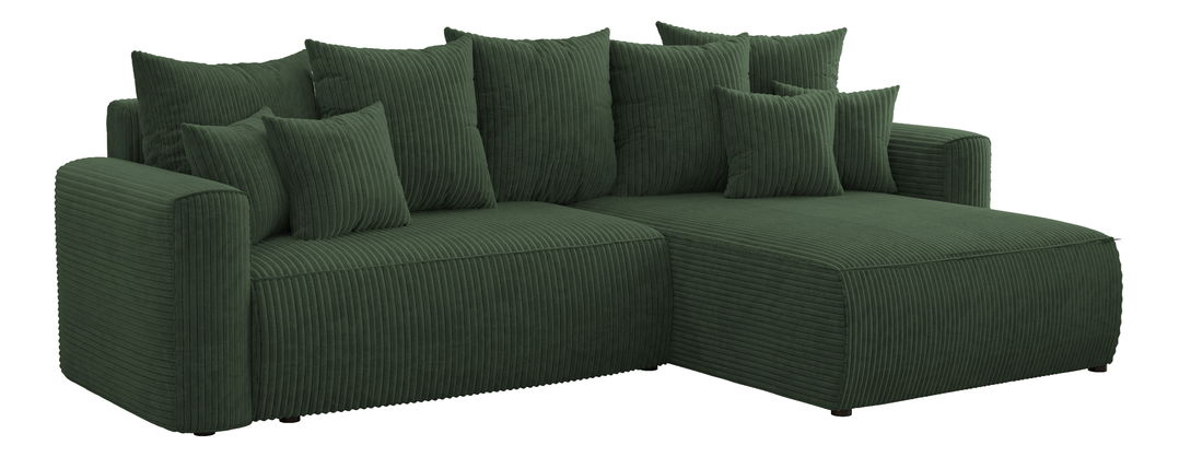 Rohová sedačka Baria (P) (tmavozelená)
