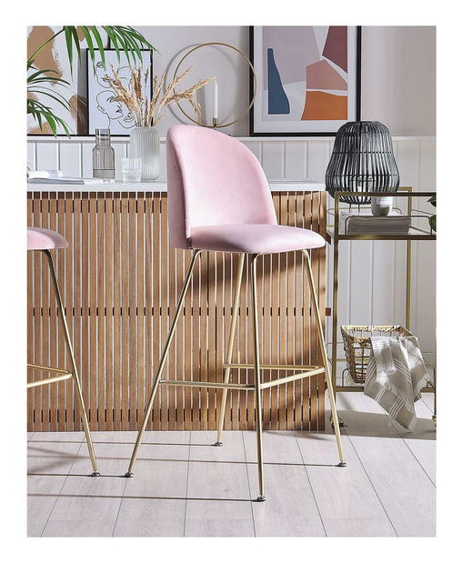 Set 2 ks. barových stoličiek ARCAL (ružová)