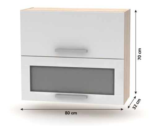 Dulap superior pentru bucătărie, rabatabil cu sticlă NOPL-016-OH Noliana (alb + stejar sonoma)