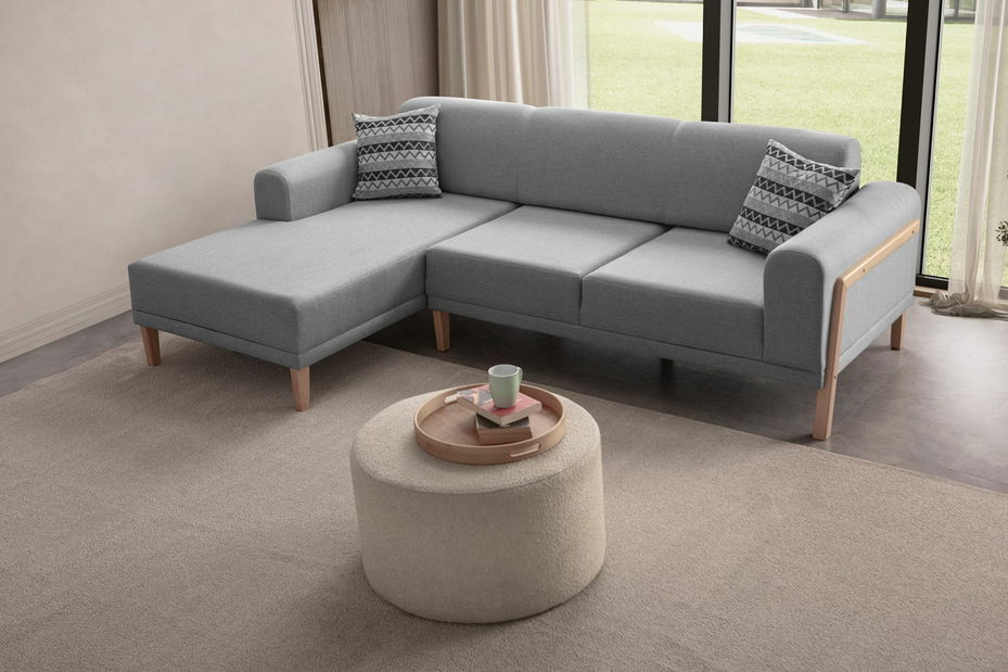 Rohová sedačka Lattino (sivá) (L)