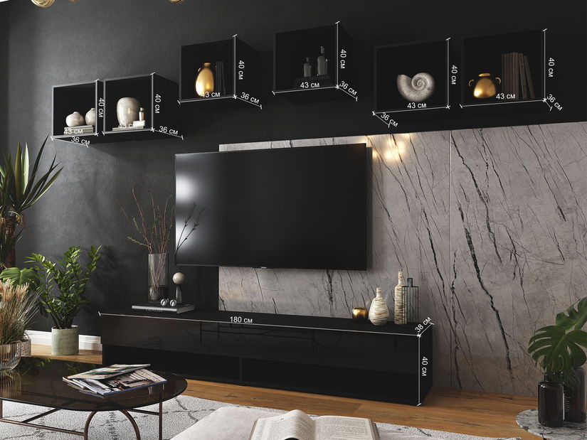 Obývacia stena Berny 27 (biela + biely lesk)