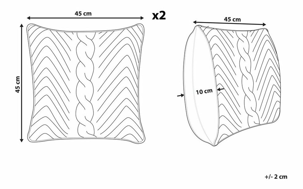 Set 2 ks. vankúšov 45 x 45 cm KONDE (bavlna) (sivá)