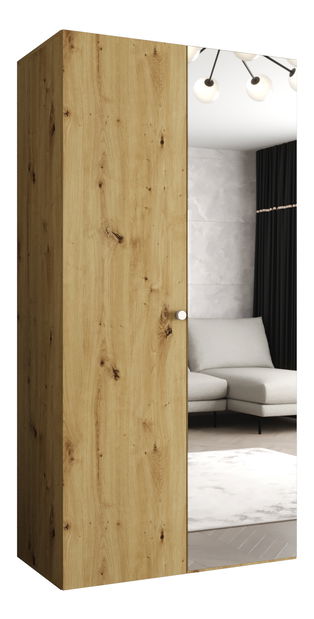 Šatníková skriňa 100 cm Parna 2 (dub artisan + strieborná)