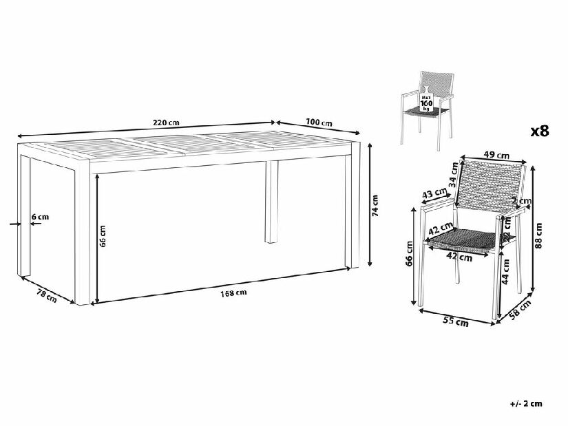 Set mobilier de grădină Giggles (lemn deschis + Negru)