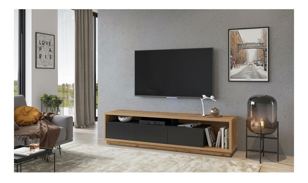 Masă TV/Dulap Celcey Typ 40 (Stejar wotan + Negru)