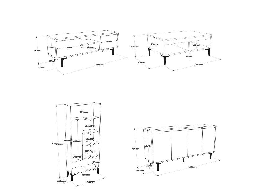 Set mobilier pentru living Levosi 3 (stejar + antracit) 