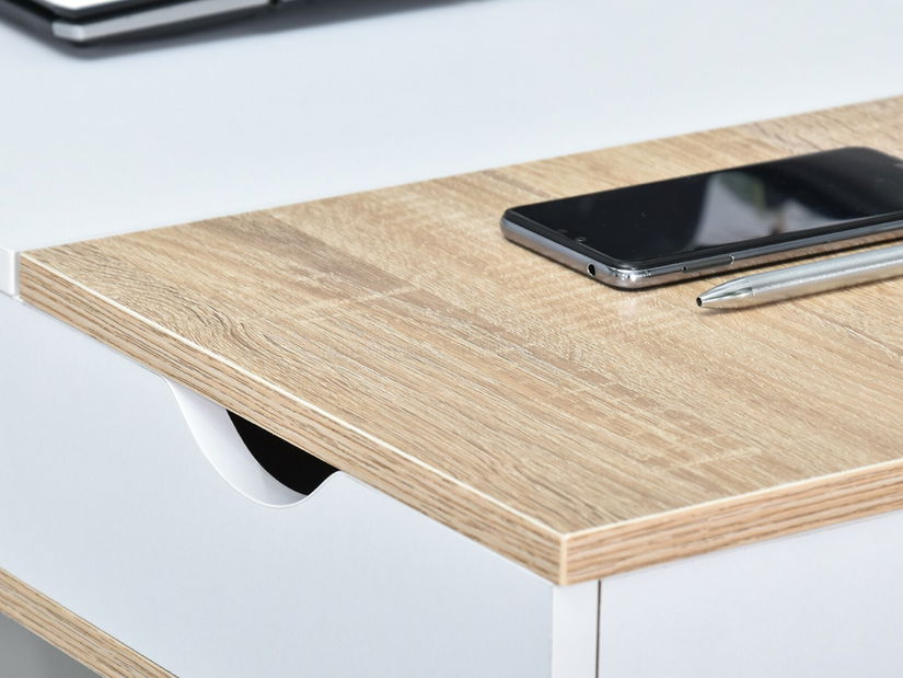 PC asztal Baiden (tölgy + fehér)