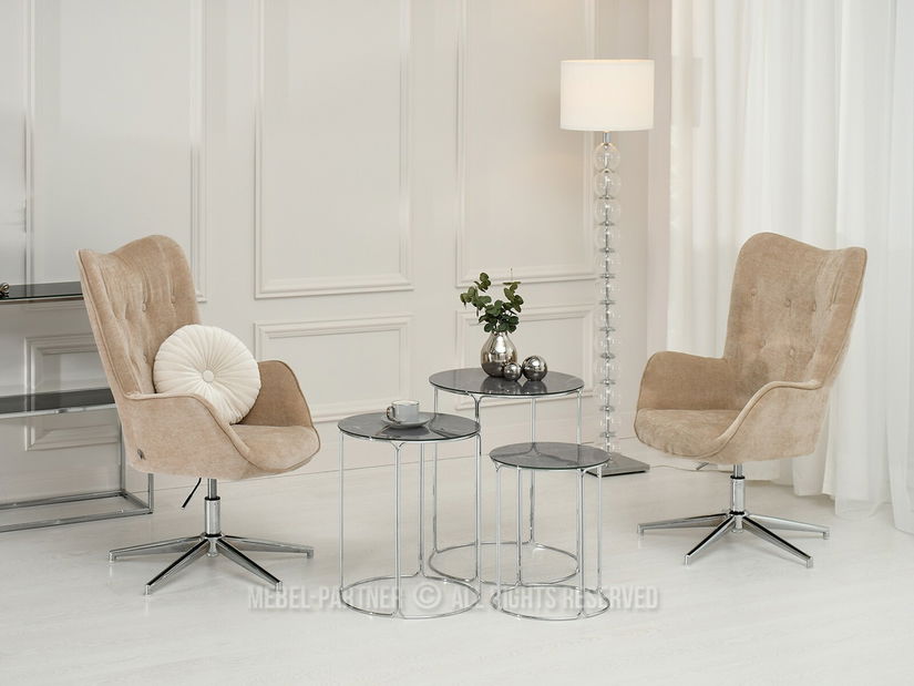 Măsuță de cafea Belianni Zest (marmură gri + crom)