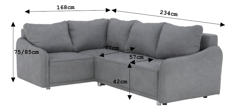 Rohová sedačka Lerat (sivá) (L)