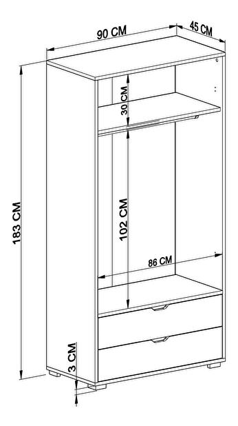 Šatníková skriňa Centin 90 (orech svetlý + biela)