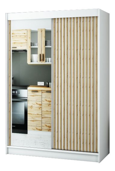 Ormar za garderobu 150 cm Ladonna 2 (Bijela mat) (s ogledalom)