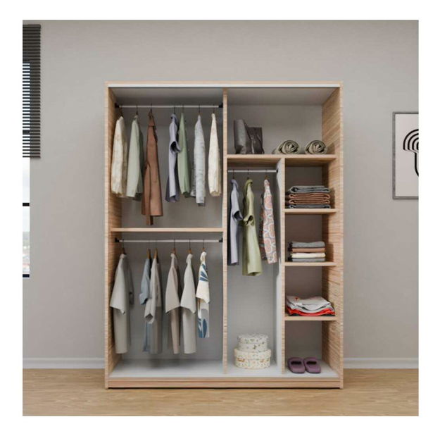 Ruhásszekrény tolóajtókkal Seworella 5 (tükörrel) (szonoma tölgy)