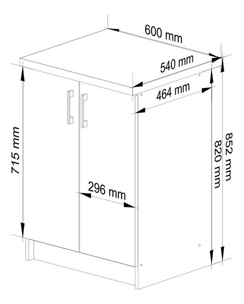 Donji kuhinjski ormarić Lula s60 (bijela mat + hrast sonoma)