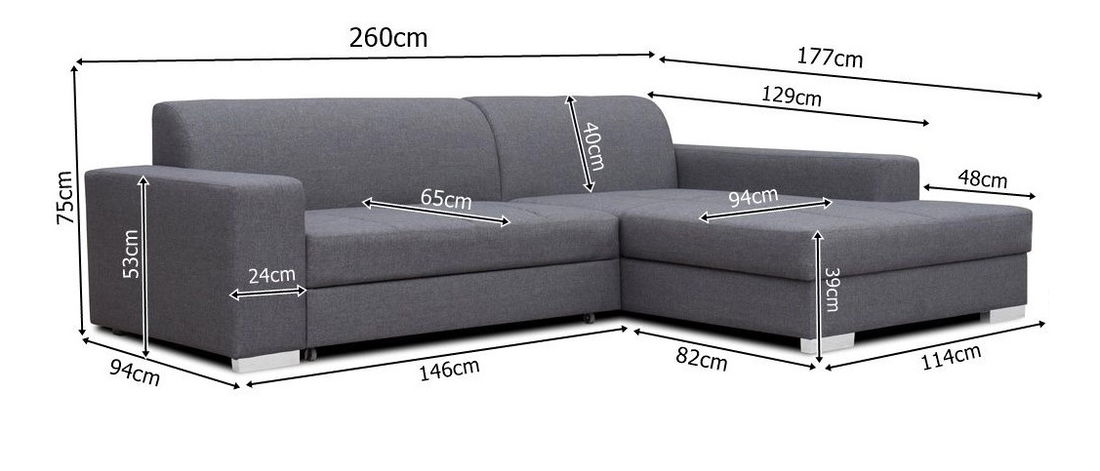 Rohová sedačka Matar (svetlosivá) (P) 