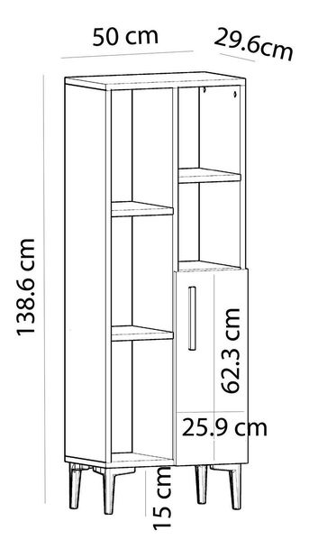 Regál Nobuti (dub zafírový + čierna) 