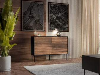 Komód Hermano 1D3S (fekete + warnia dió) 