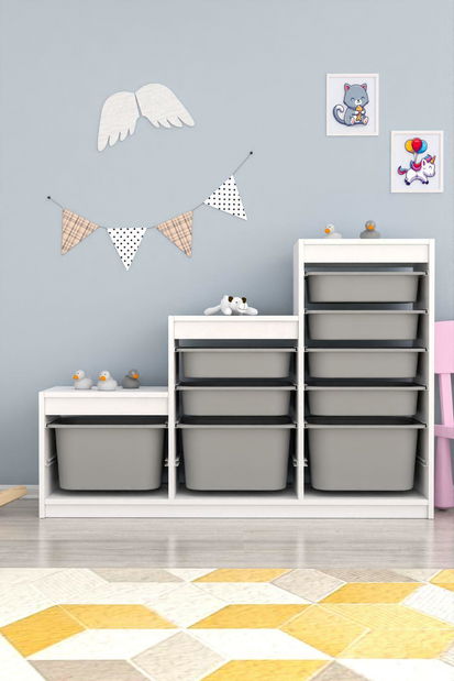 Organizator za igračke Dremonka 9 (bijela + siva)