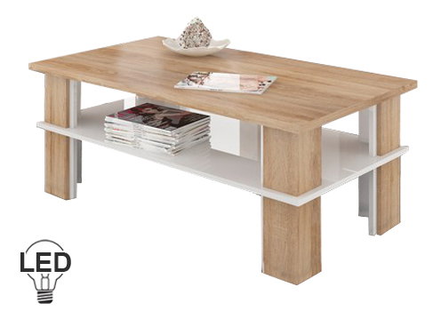 Masă de cafea Fernhill 2 (sonoma deschis + alb lucios)