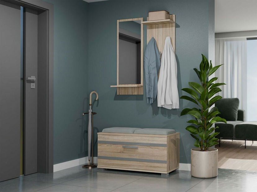 Set mobilier hol Reclemos 1 (stejar sonoma) (cu oglindă)