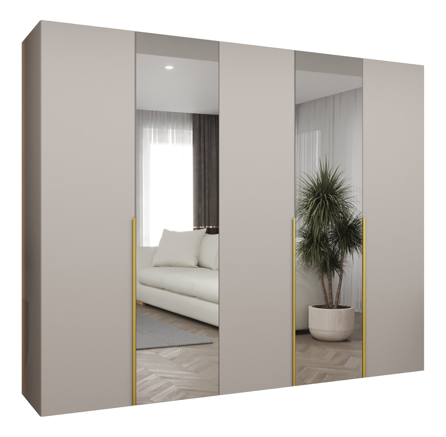 Dulap de haine 250 cm Alice 2 (Cașmir + Auriu)