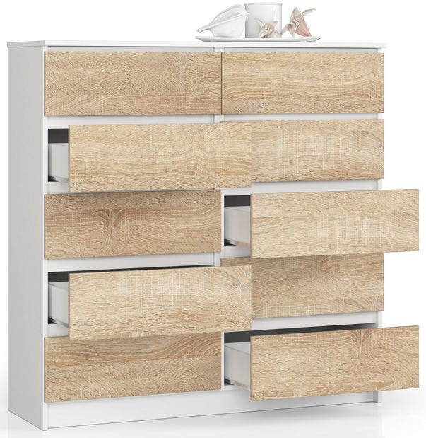 Komoda Kapil III (biela + dub sonoma)