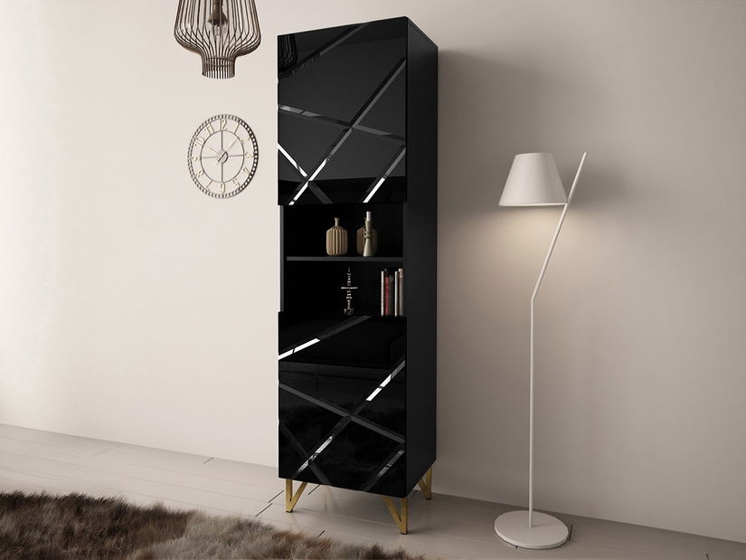 Regál Nevatas 05 (fekete + fényes fekete + arany) 