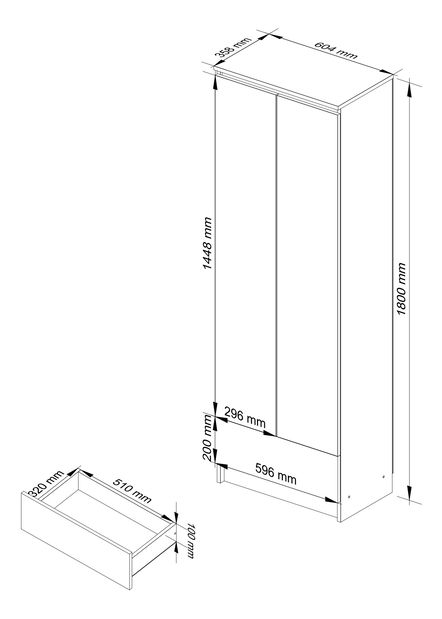 Dulap cu rafturi Renzo (alb + stejar sonoma)