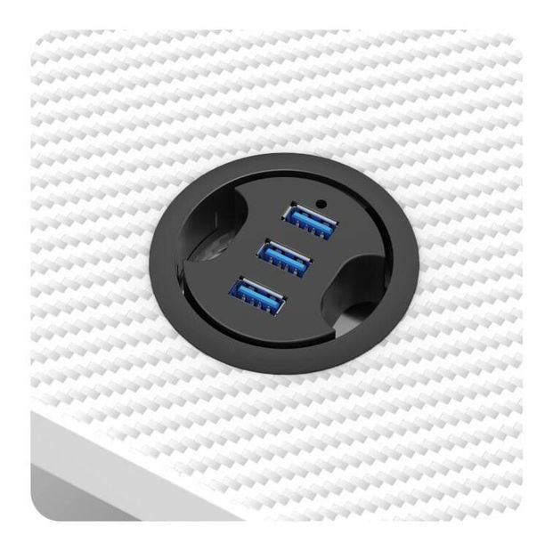 PC stolík Hyperion 2.5 (biela + viacfarebná) (s LED osvetlením)