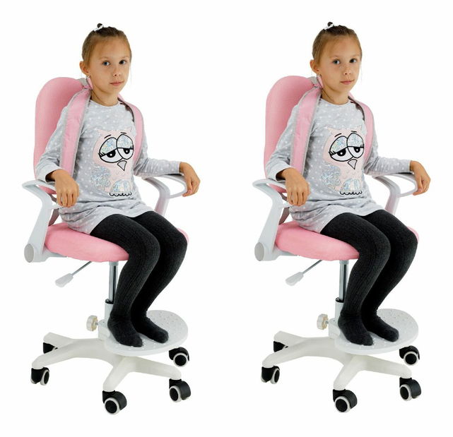 Set 2ks Detských rastúcich stoličiek s podnožkami a trakmi Aureola (ružová + biela) *výpredaj